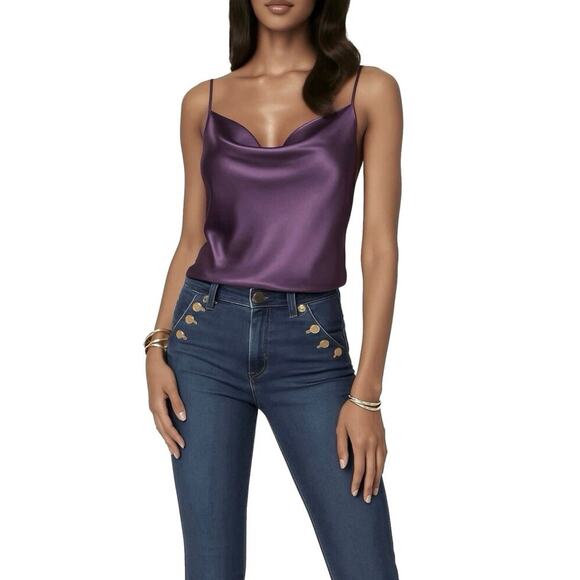 Ramy Brooks Abigail Purple Cowl Neck
Satin Tank Top Cami NWT-FLAWED size Small - Picture 1 of 10